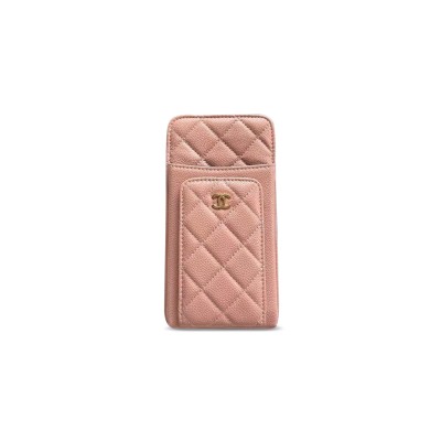 CHANEL CAVIAR QUILTED CC PHONE HOLDER PINK AP0990 (18*10*3cm)